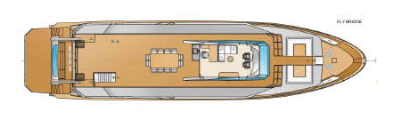 Sezione sotto il tettuccio sul flybridge (senza ascensore